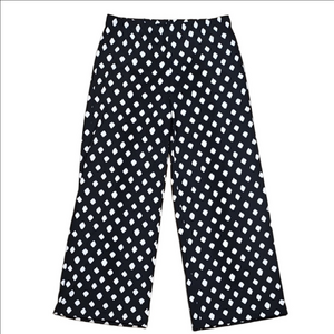 Chico's Black And White Abstract Polka Dot Elastic Waist Wide Leg Pant